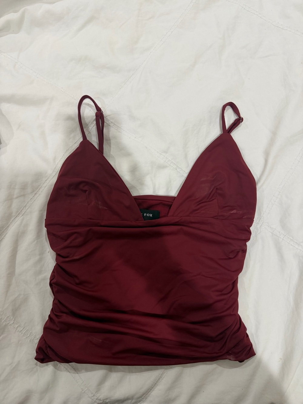 White Fox Boutique Burgundy Ruched Tank Top